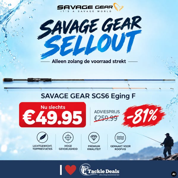Savage Gear SGS6 EGI-hengel in de uitverkoop!