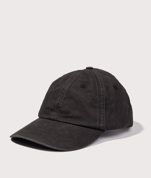 STONE ISLAND Mens Gabardine Logo Embroidery Cap - Colour: V0029 Black - Size: One Size