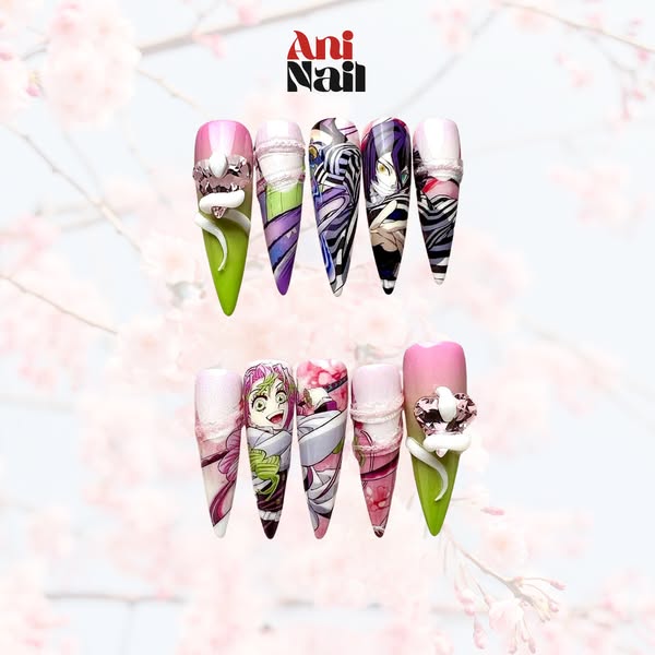 Demon Slayer - KNY Mitsuri Kanroji & Obanai Iguro Love And Venom Press On Nail