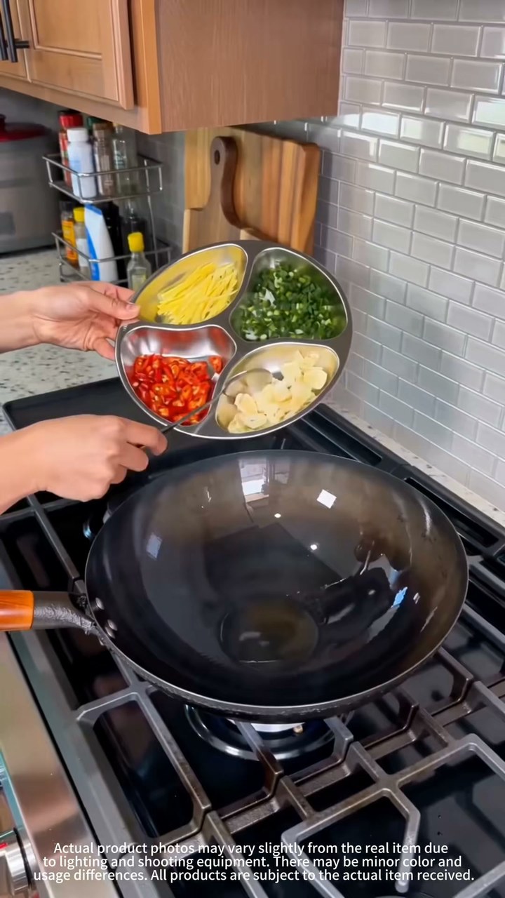4-Compartment Prep Plate for Kitchen Organization