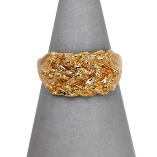 Pre-Owned 9ct Gold 3 Row Shot Ring Size M