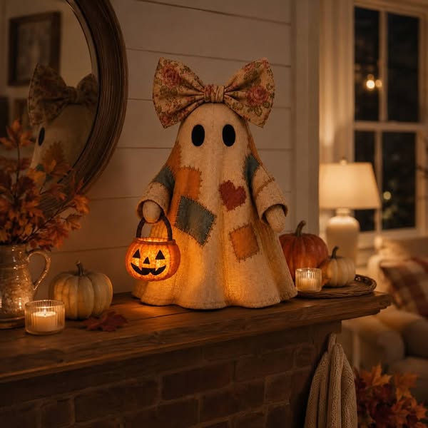 Lighted Vintage Patchwork Ghost