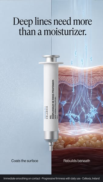 Surface hydration won’t rebuild the collagen under deep wrinkles.