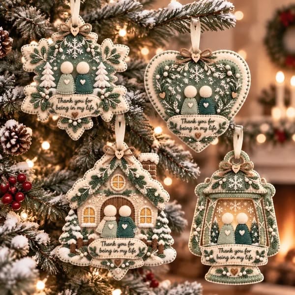 Ornamento natalizio in feltro realizzato a mano - Snowflake