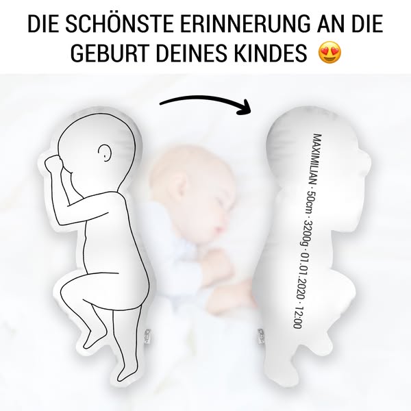 Dein Baby als Kissen im Maßstab 1:1