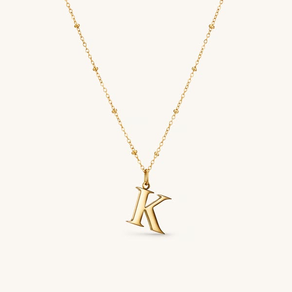 K Initial Pendant Necklace Gold