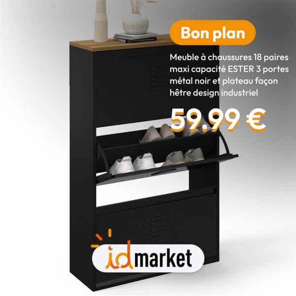 Meuble à chaussures industriel grande capacité 18 paires