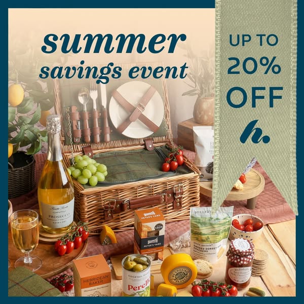 Get up to 20% off luxury & gourmet hampers