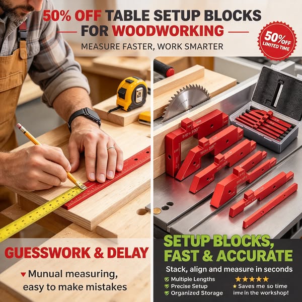 Woodworking Table Setup Blocks | 7‑Pc /14‑Pc Options | 40% OFF