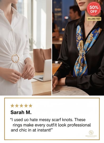 4-Piece Fashion Scarf & Shirt Styling Rings Set