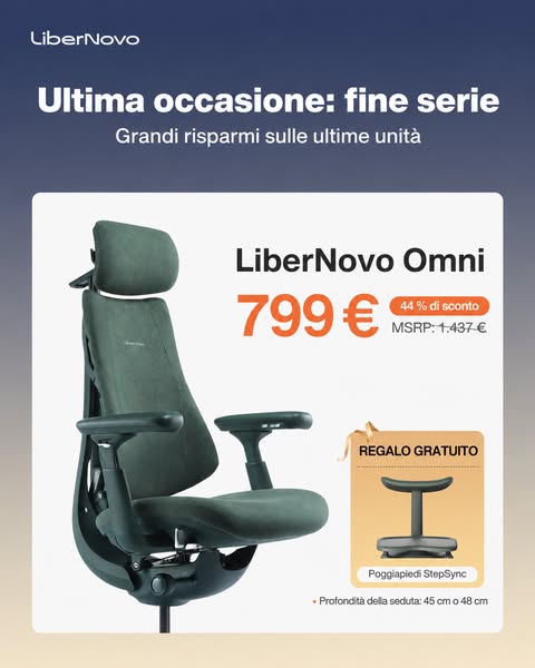 Ultima occasione: fino al 44 % di sconto + poggiapiedi gratis