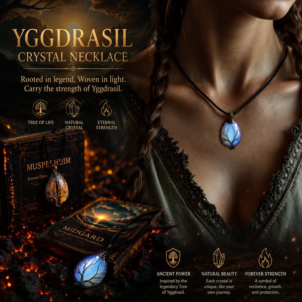 Yggdrasil Realms Crystal Pendant Necklace