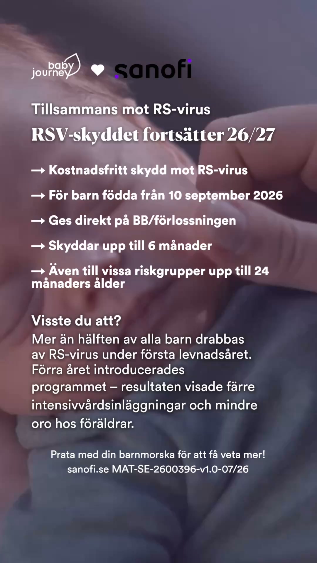 Tillsammans mot RSV: Sverige fortsätter skydda nyfödda mot RS-virus säsongen 2026/2027