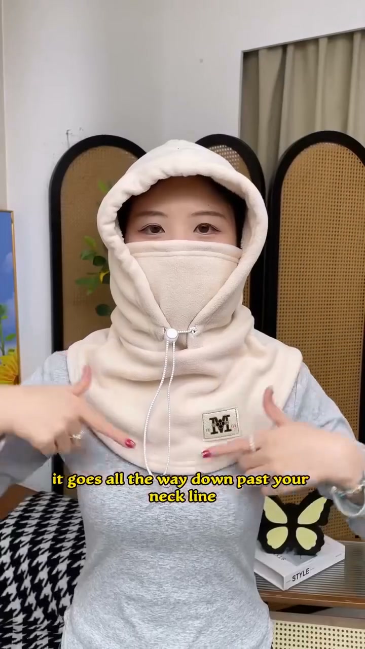 Fleece Double Layer Integrated Mask Hat