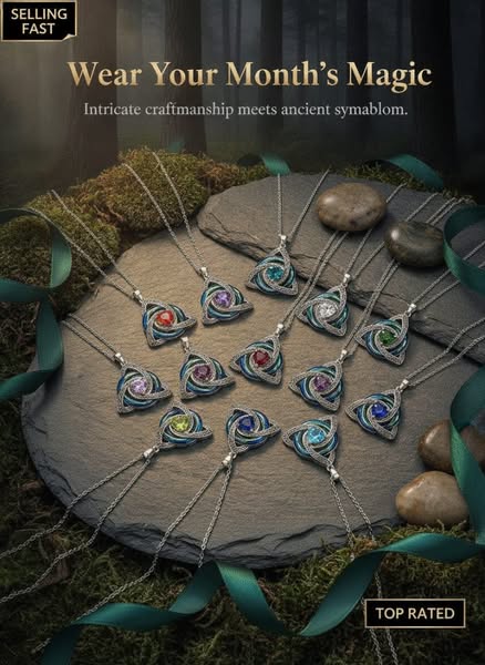 12-Month Celtic Birthstone Necklace