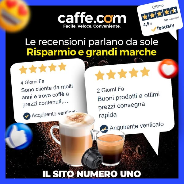 Comprare i tuoi caffè ora è Facile, Veloce e Conveniente