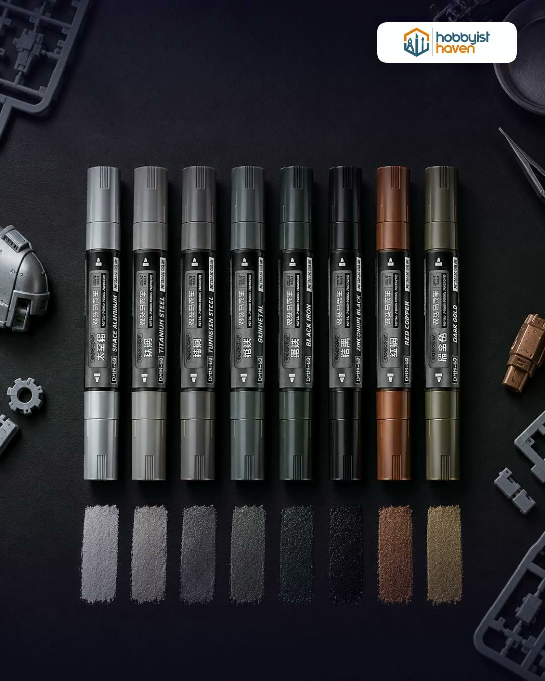 8 metal finishes, 1 set