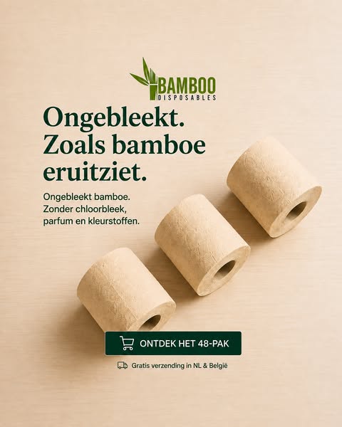 48 rollen ongebleekt bamboe | Gratis verzending