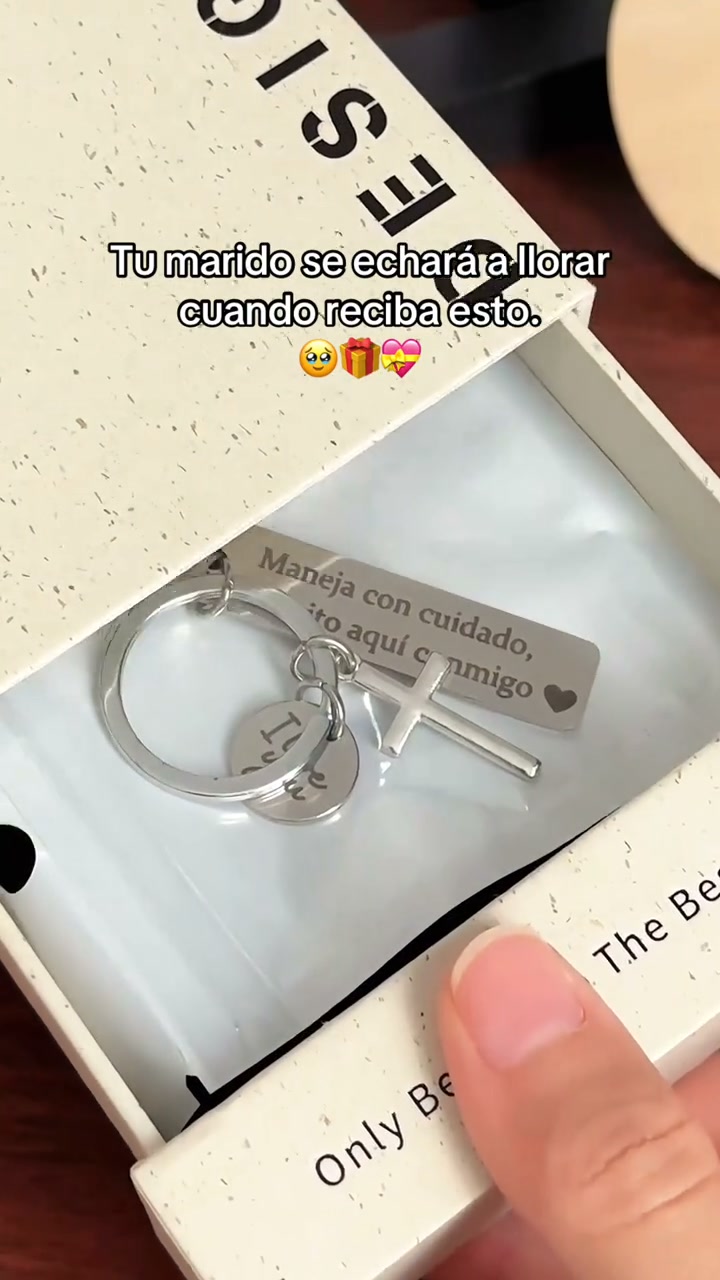 Keychain with Cross and "I Love You" Charm