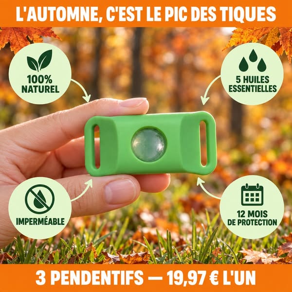 Un pendentif. 12 mois. Zéro tique.