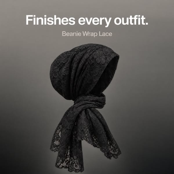 Beanie Wrap Lace - Black
