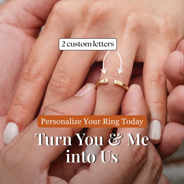 Adjustable Double Initial Ring "Whisper"