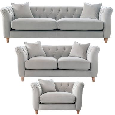 Elsie Velvet Chesterfield Plush Velvet 3 Piece Sofa Suite 3 + 2 + 1