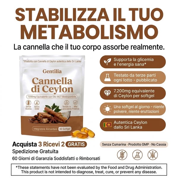 Cannella di Ceylon 7200mg Equivalente in Olio MCT