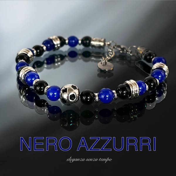 NERO AZZURRI IN06 Bracciale gancio in acciaio 6 mm