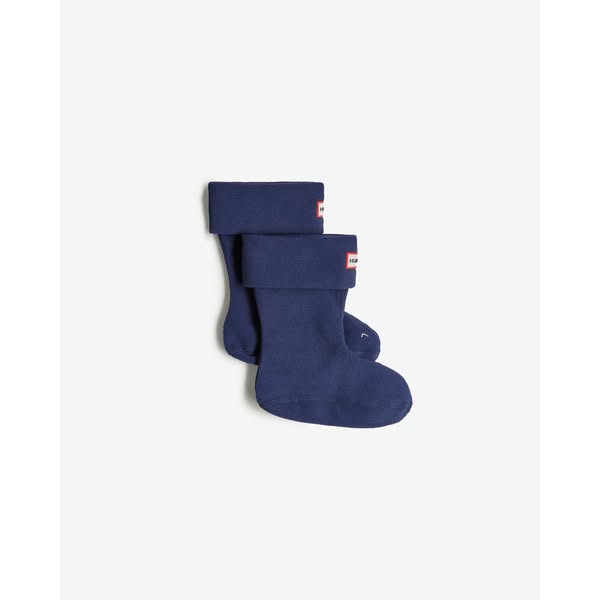 Kids Navy Recycled Fleece Cuff Boot Socks