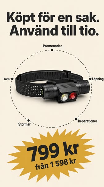 1 000 lumen. Upp till 69 timmar.