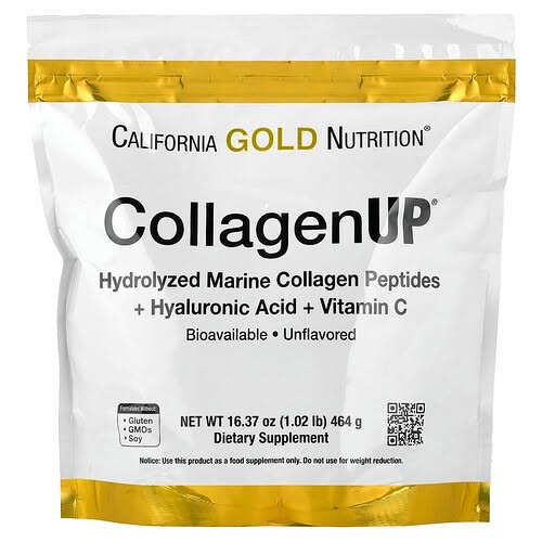 California Gold Nutrition, CollagenUP®, Hydrolyzed Marine Collagen Peptides with Hyaluronic Acid and Vitamin C, Unflavored, 1.02 lb (464 g)