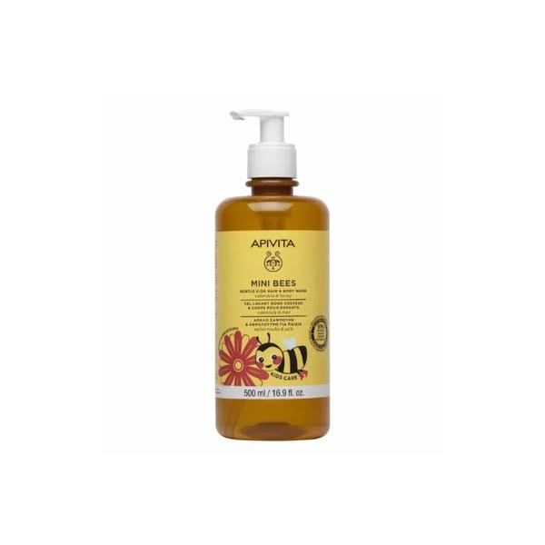 Apivita Mini Bees Απαλό Σαμπουάν & Αφρόλουτρο για Παιδιά με Καλέντουλα & Μέλι, 500ml