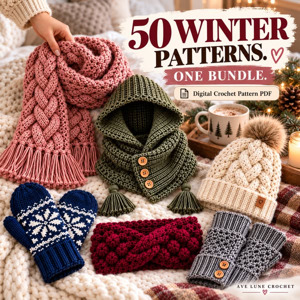 50 Winter Crochet Patterns. ONE Bundle!