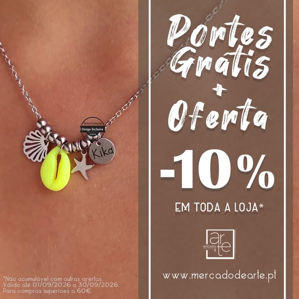 Portes grátis + 10% em toda a loja