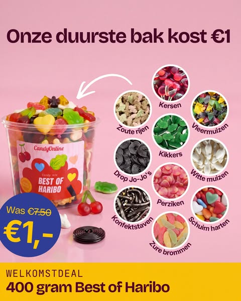 400 gram Best of Haribo voor €1, was €7,50