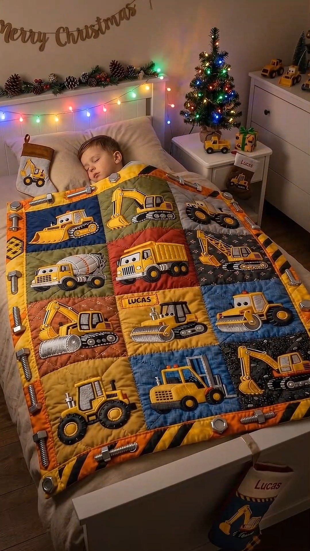 Construction Machines - Personalized Kid Blanket