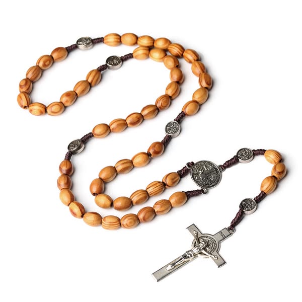 St. Benedict Natural Olive Wood Rosary with Crucifix$33.56