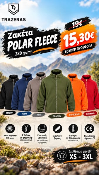 POLAR FLEECE ΑΠΟ 19€ ΜΟΝΟ 15,30€!