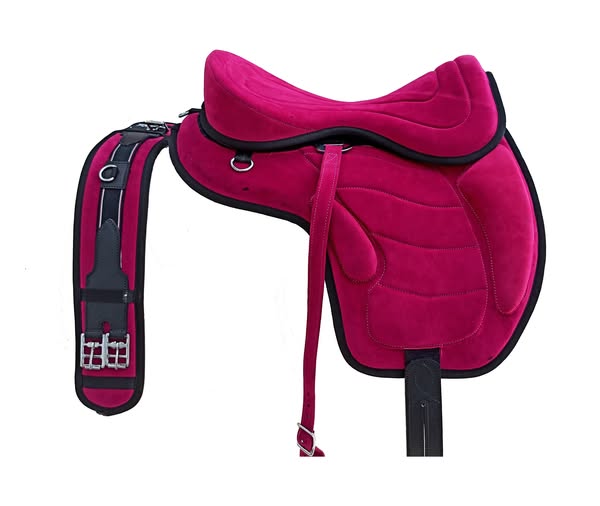 Freemax Horse English Race Saddle LLT Model in 10+ Sizes Hard Pink Color Fleece Treeless Synthetic Material