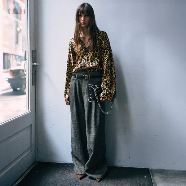 Triple Pleat Pant - Khaki Black Mini Houndstooth