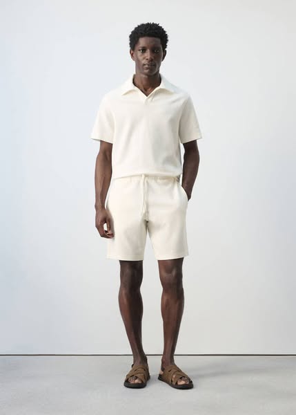 Textured cotton bermuda shorts