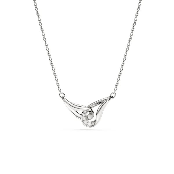 Classica pendant, Round cut, Interlocking, White, Sterling silver