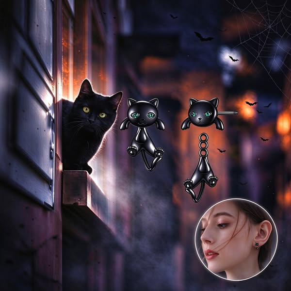 Let a magical black cat hang from your ears this Halloween night