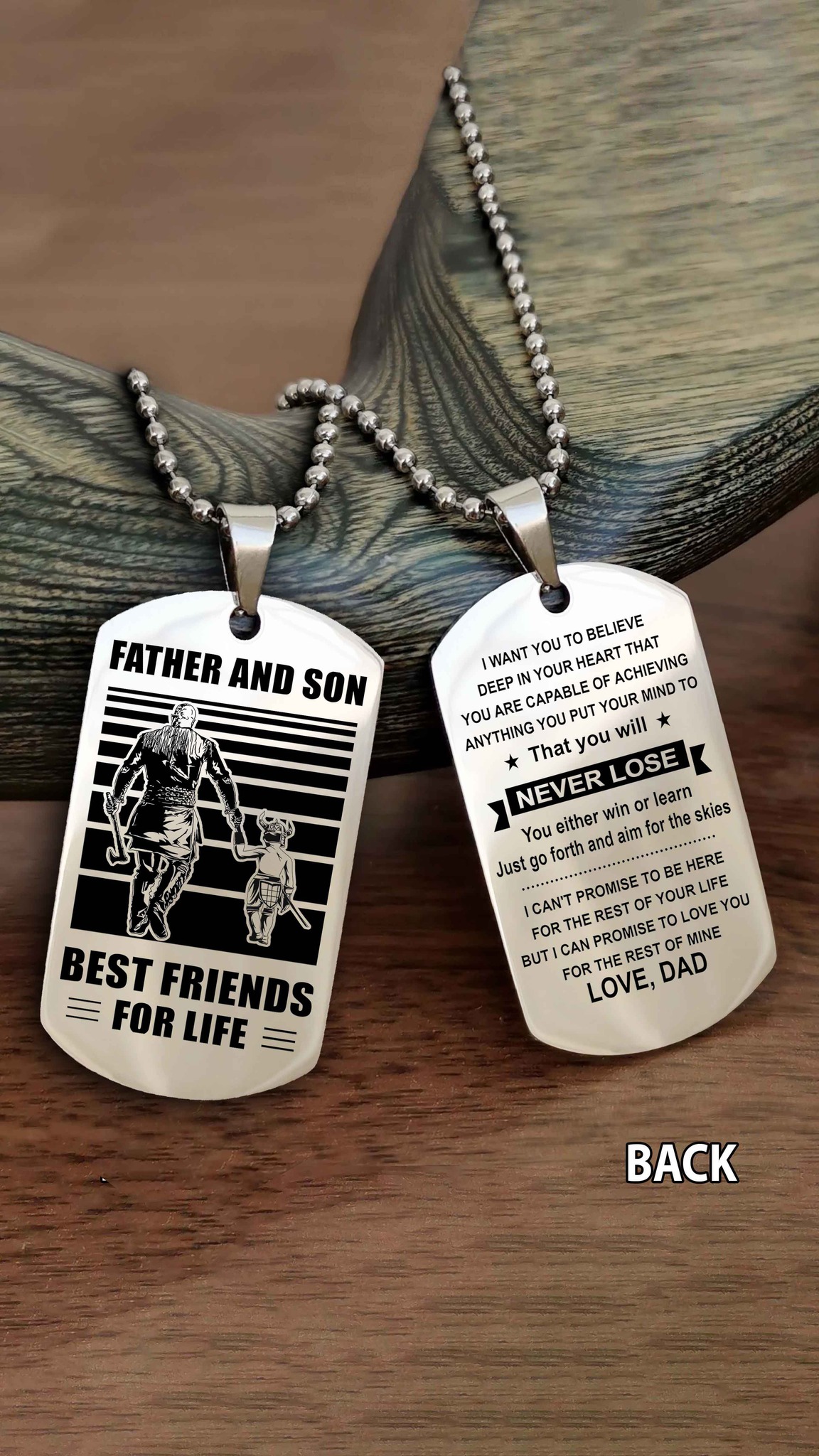 Viking dog tag Dad to Son