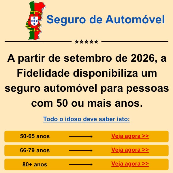 a Fidelidade disponibiliza um seguro automóvel para pessoas com 50 ou mais anos.