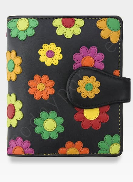PLN229.99 Visconti Portfel Damski Skórzany w Kwiatki Daisy DS80 Czarny