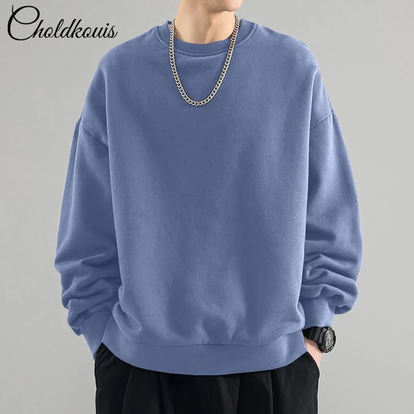Men's Oversized Crew Neck Sweatshirt XL-blue