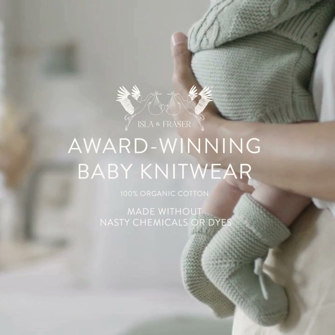 Organic Cotton Cable Knit Baby Cardigan - Sage