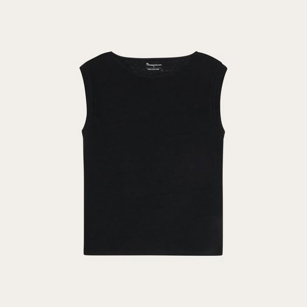 Loose fold up linen t-shirt - Black Jet